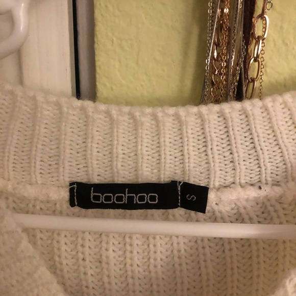 White Boohoo Cable Knit Pullover sweater - Picture 3 of 3